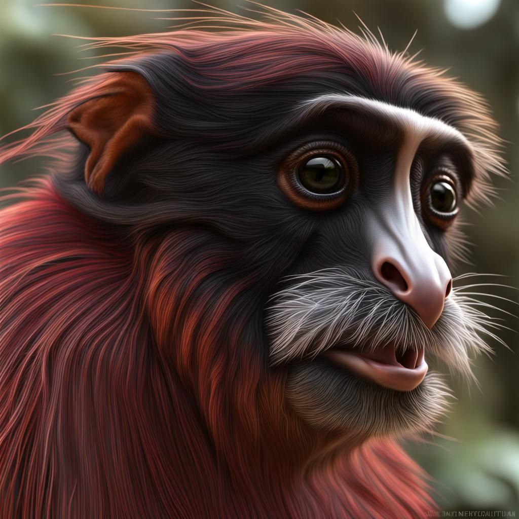 Wind Elemental Red-handed Tamarin in Primitivism Style