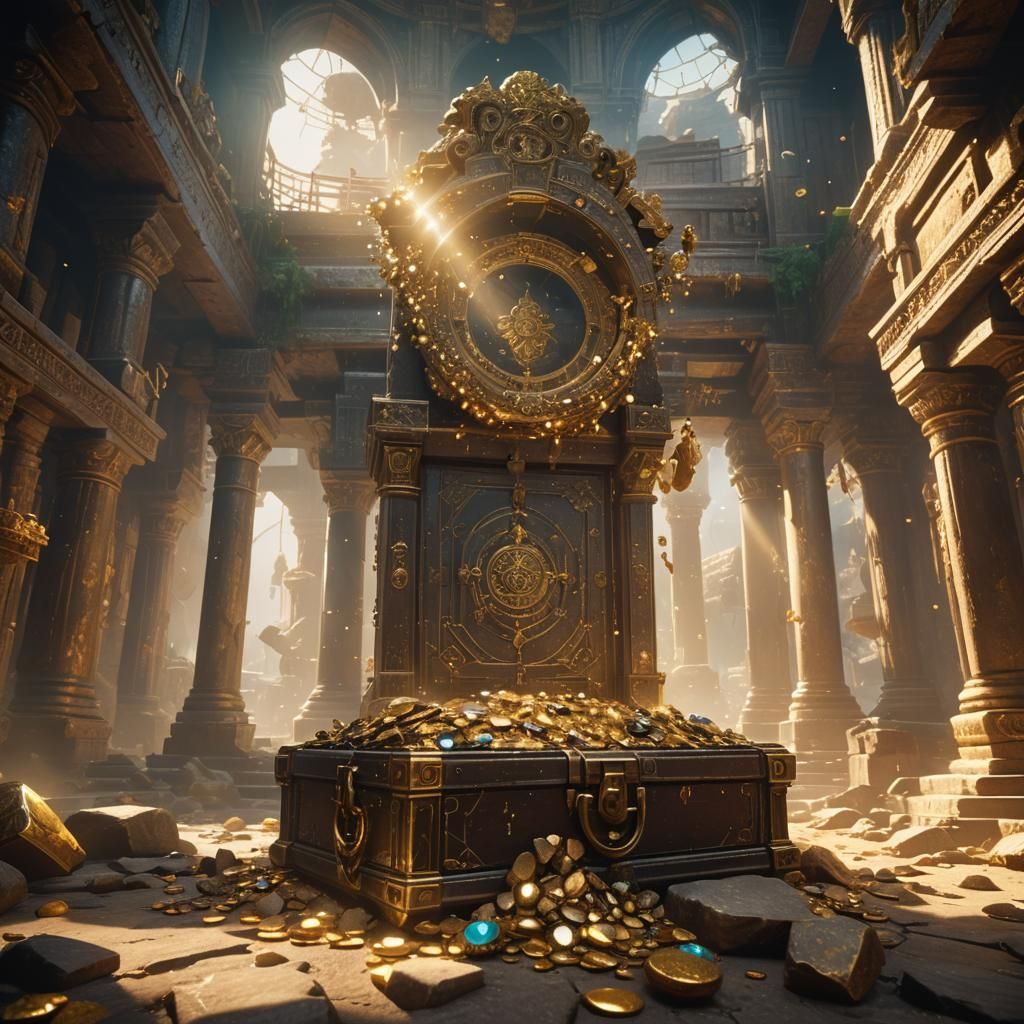 Mystical Treasure in Ruined Temple: Splash Art