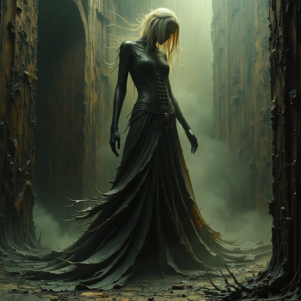 Mystical Woman in Tattered Robes, Art Nouveau Punk