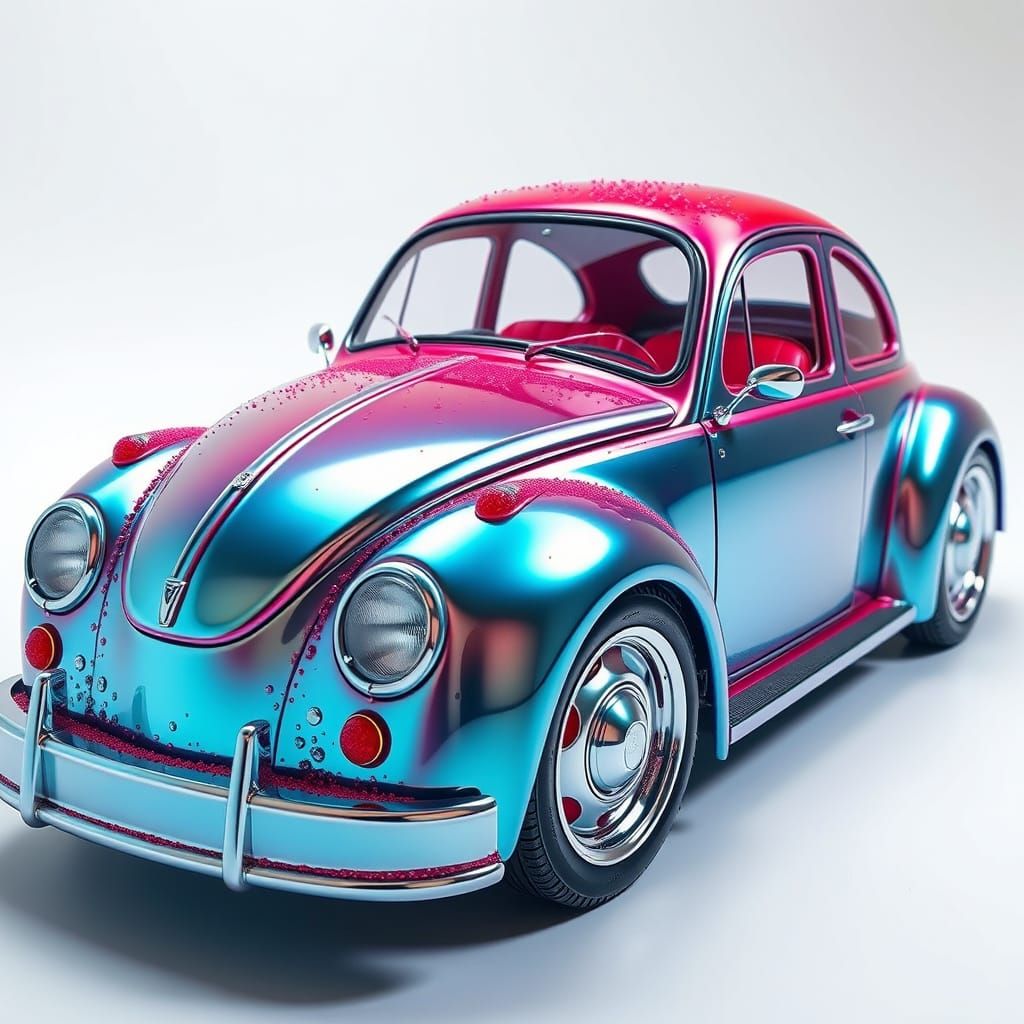 Surreal Raspberry Juice Automobile in Whimsical Dreamscape