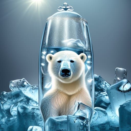Polar Bear Hourglass: Digital Illustration in 8K