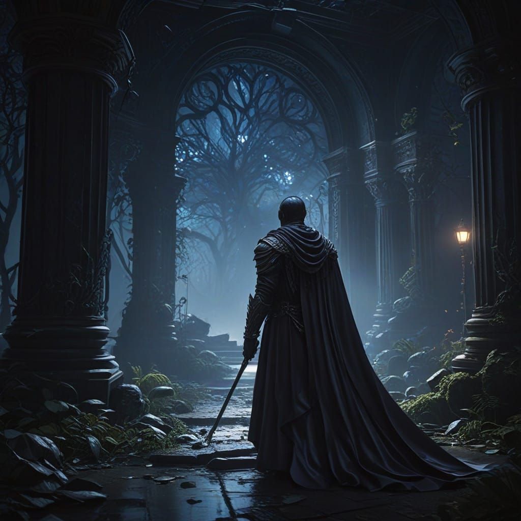 Dark Fantasy Figure in Lavish, Ornate Attire