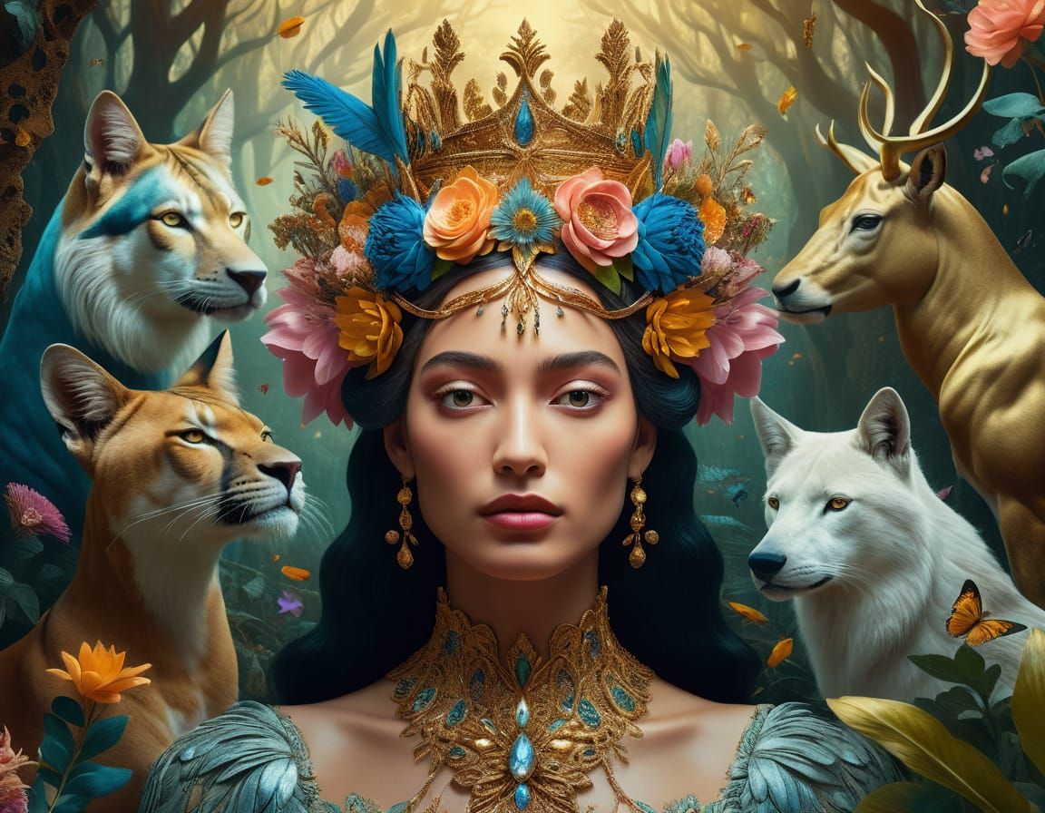 Surreal Princess in Dreamlike Forest