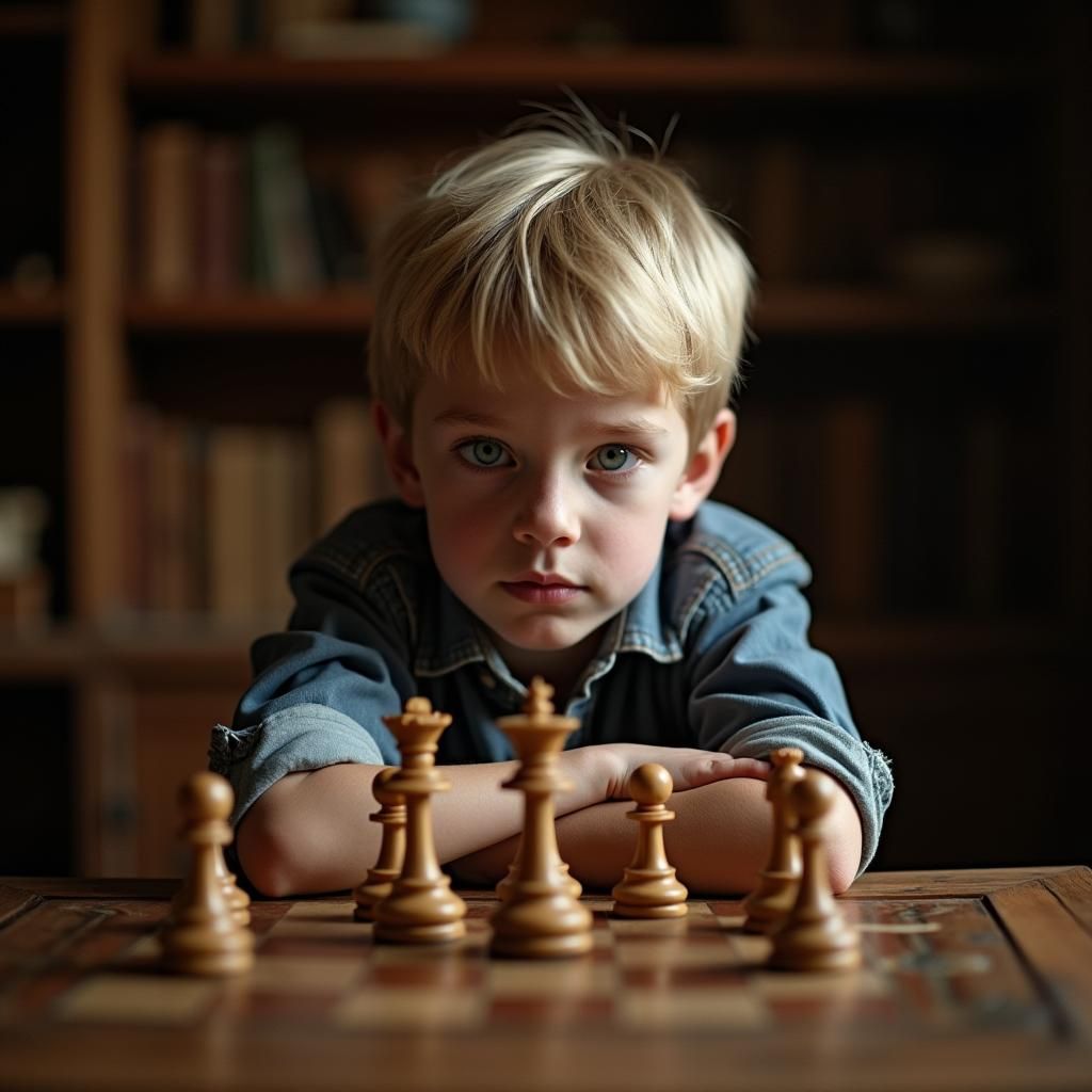 Boy Lost in Chess: A Nostalgic Scene