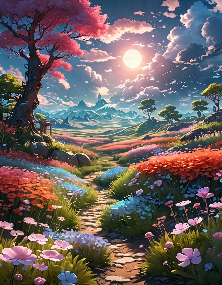 Luminous Fantasy Landscape in Anime Style