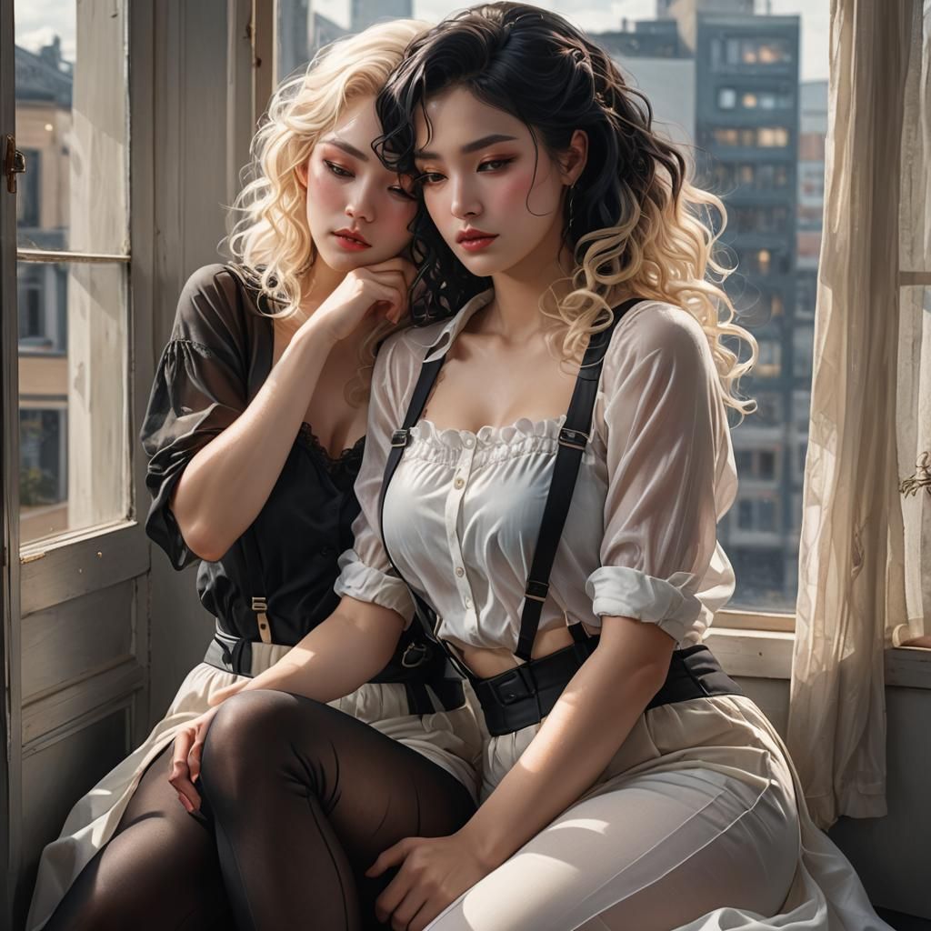 Passionate Friends Embrace in Hyperrealistic Photography