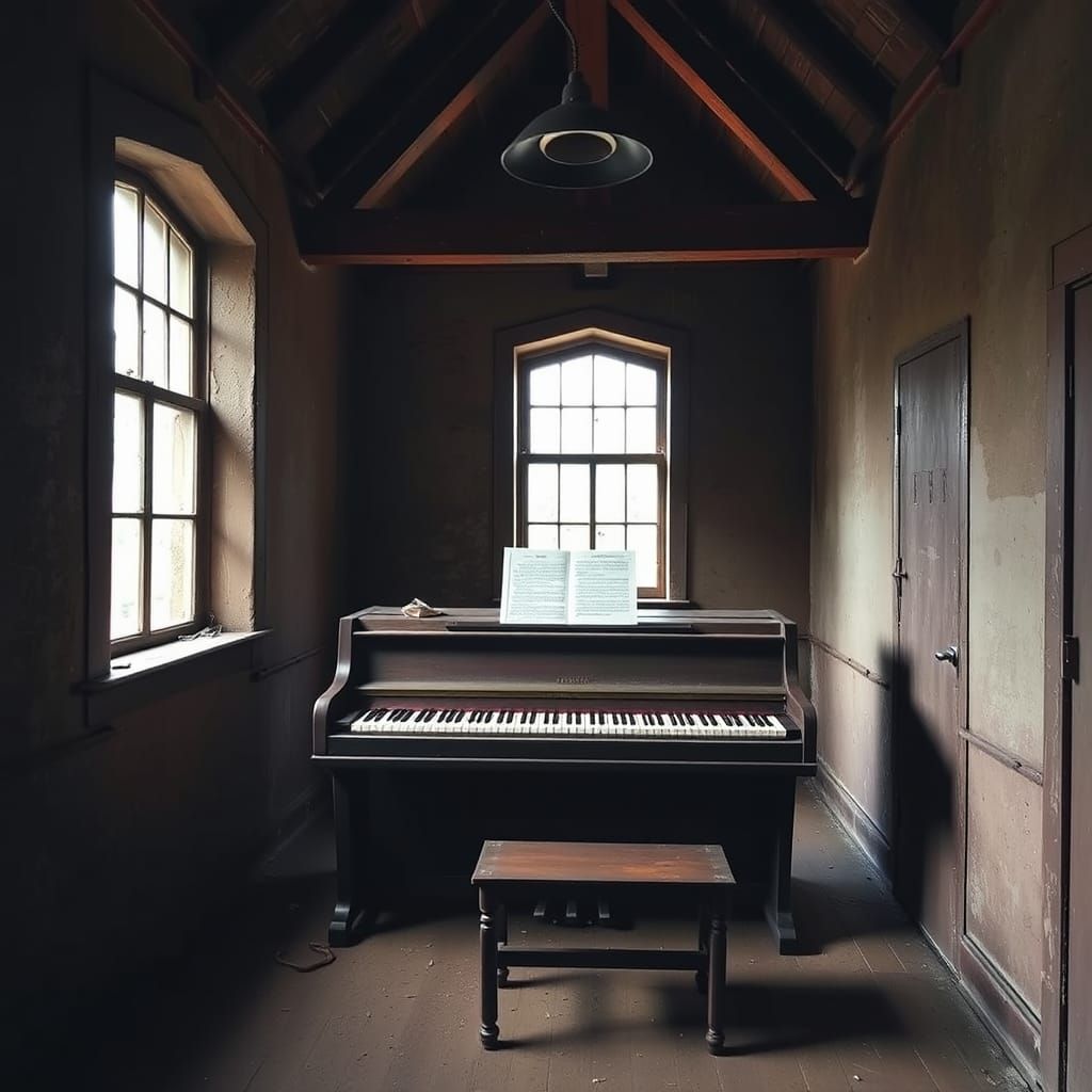Piano Amidst Barbed Wire and Ruin