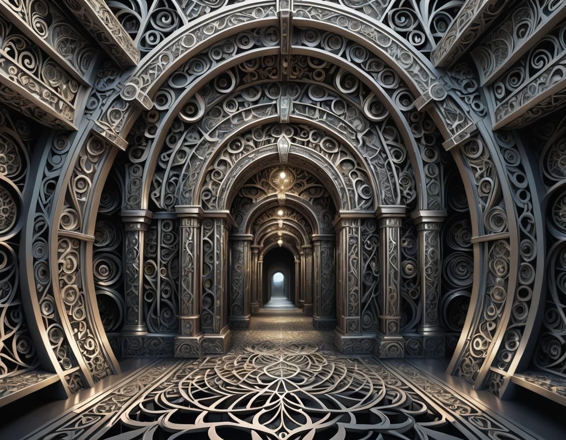 Futuristic Academy Entrance in Abstract Vector Fractal