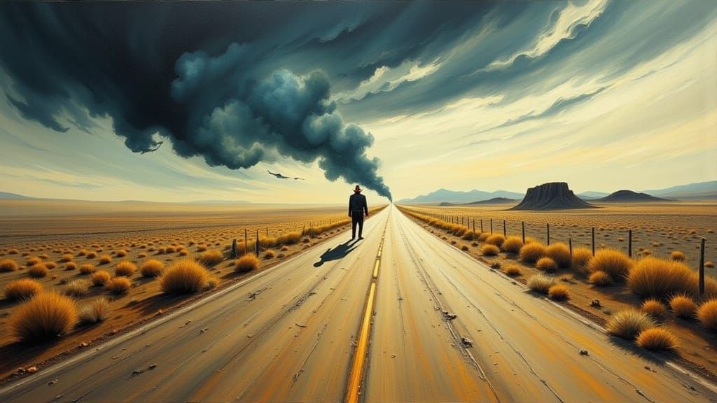 Surreal American Landscape in a Norman Rockwell Meets Andrew...