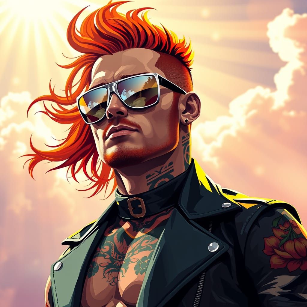 Cyberpunk Wrestler Ascends to Heavenly Realms