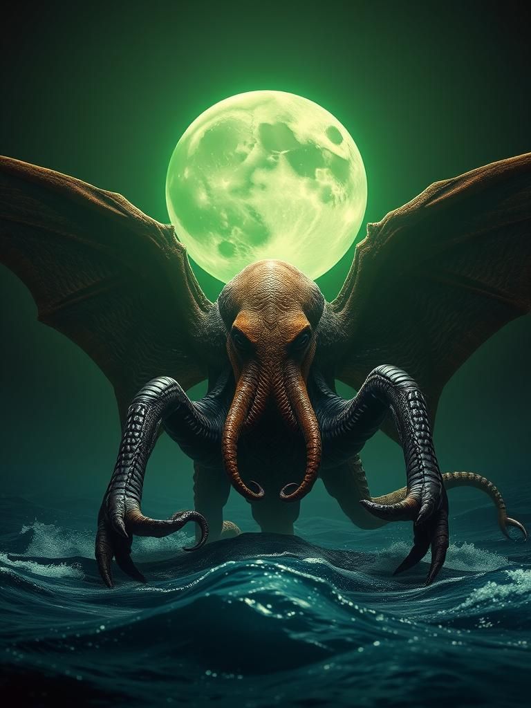 (A monster of vaguely anthropoid outline, but with an octopu...