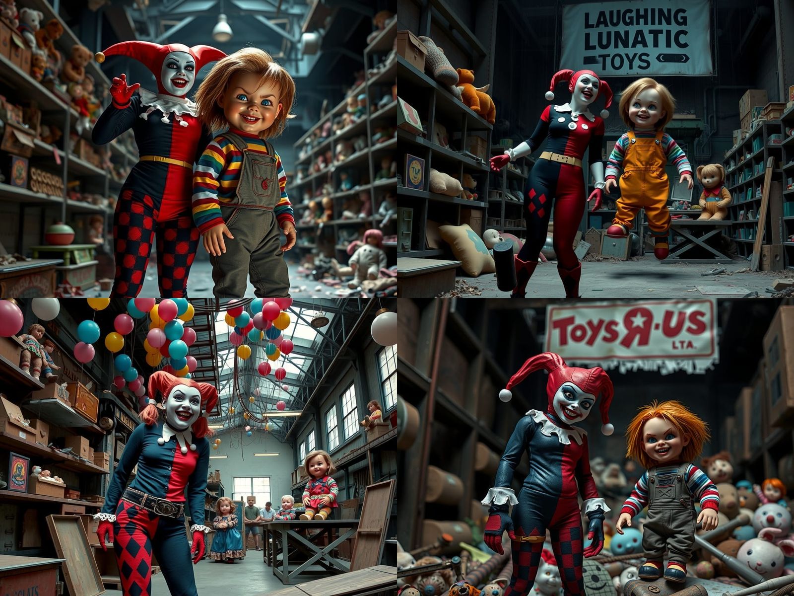 Harley Quinn and Chucky in Toy Factory