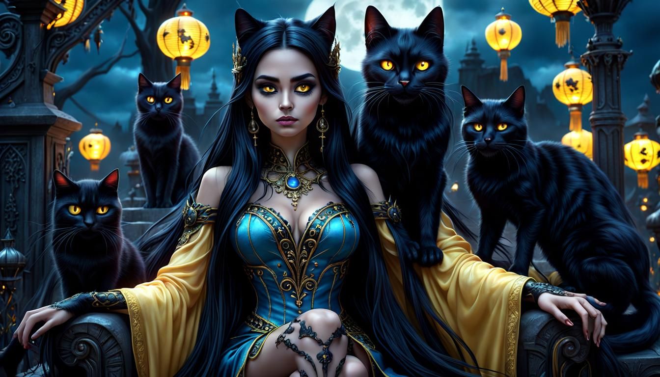 Enchantress on Skeleton Throne in 3D Animation