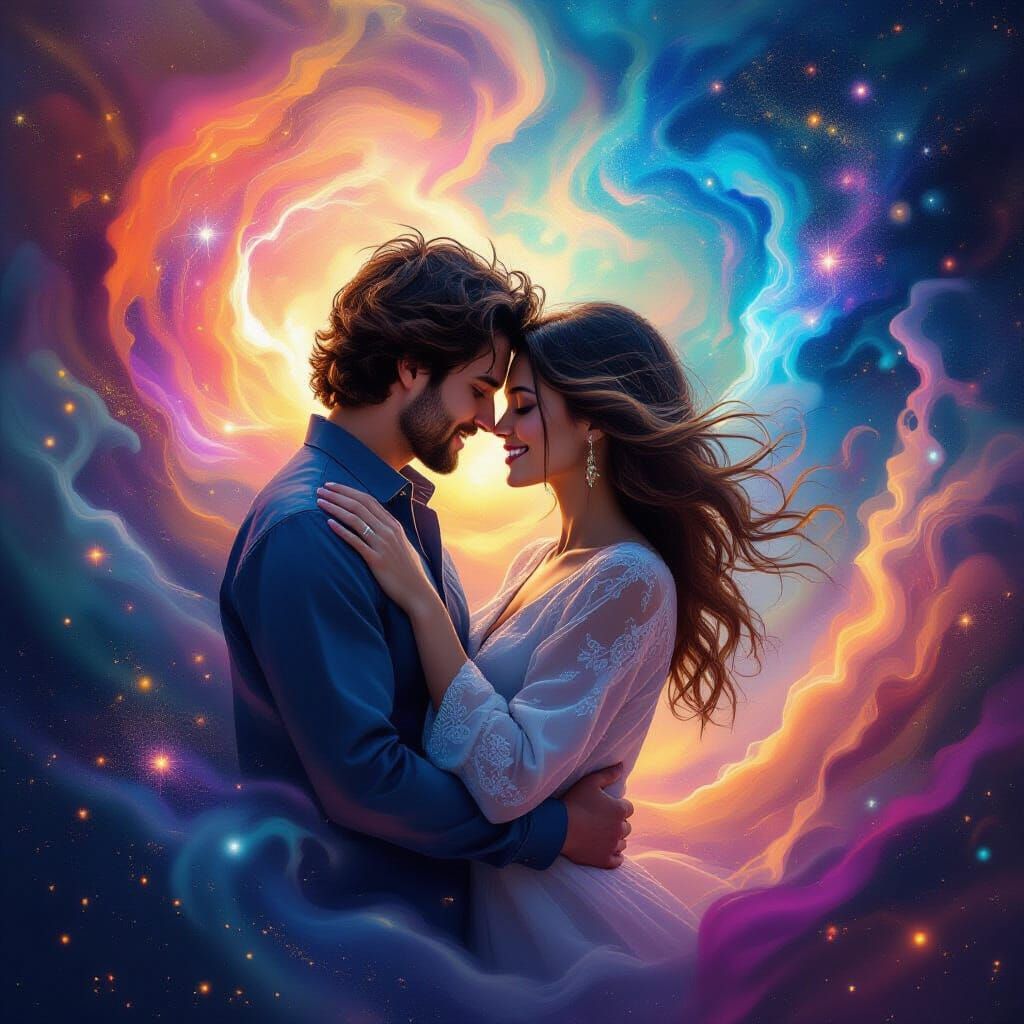 Cosmic Embrace Psychedelic Digital Art