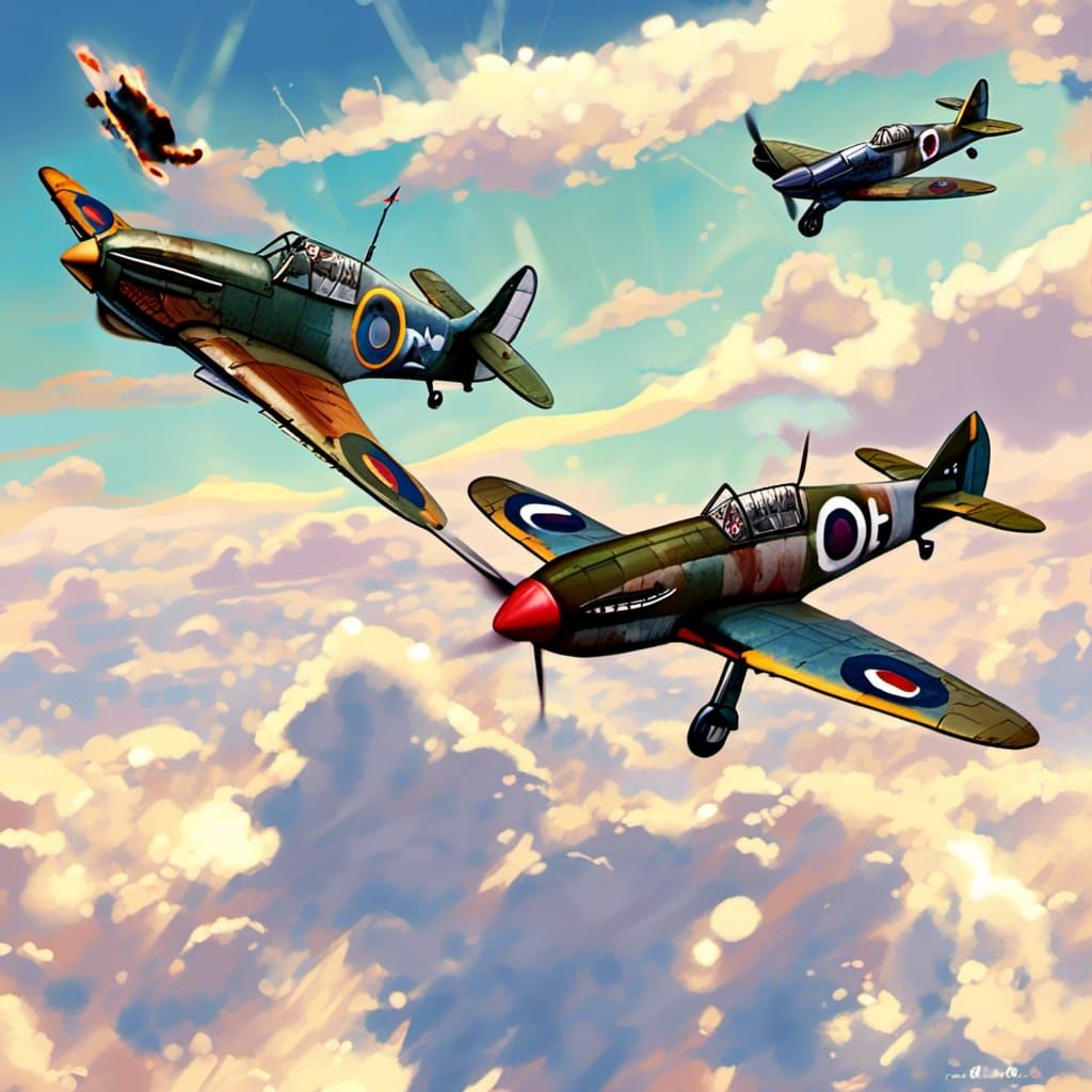 Spitfires and Messerschmitts in Comic Book Air Battle