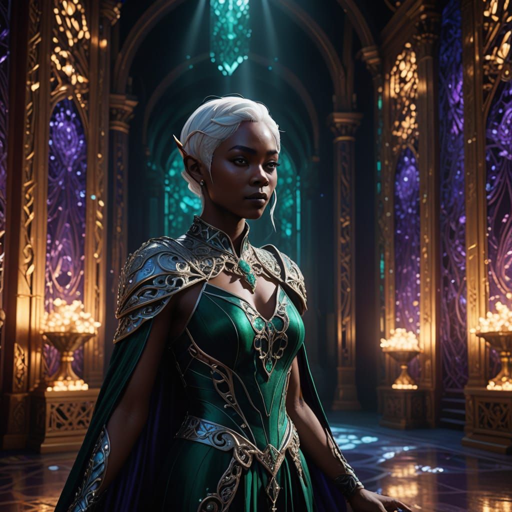 Hyperrealistic Fantasy Drow Woman Performs Magic on Theater ...