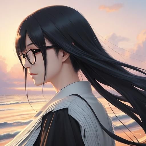 Anime Beach Scene with Couple in Manga Style