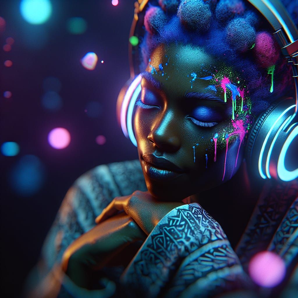 Midnight Serenity in Neon Dreams