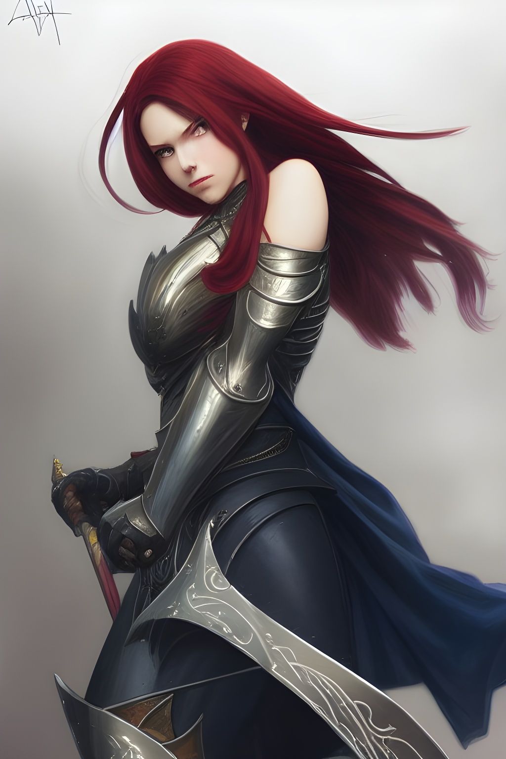 Erza Scarlet Portrait in Detailed Plate Armor