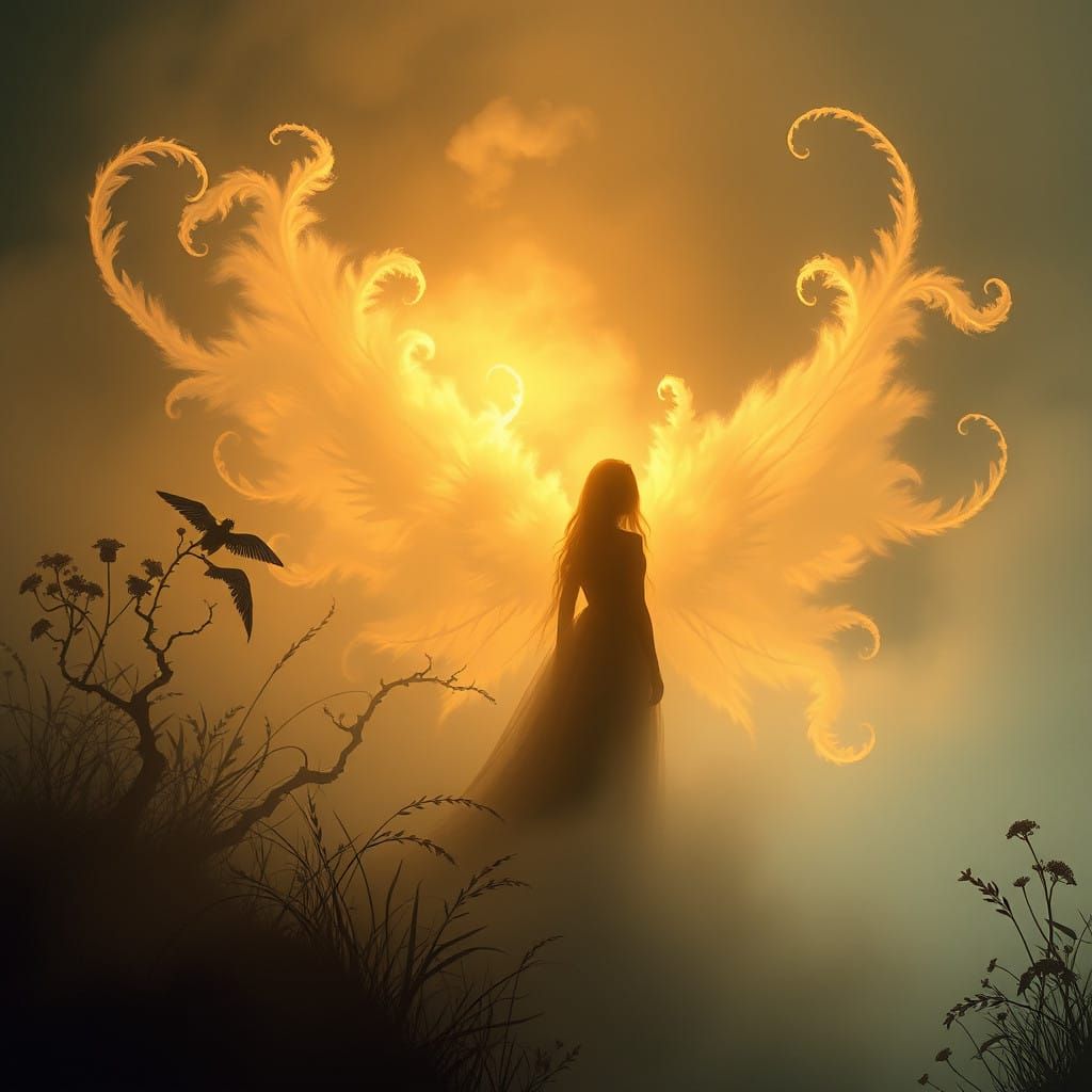 Majestic Figure in Whimsical Dreamlike Landscape