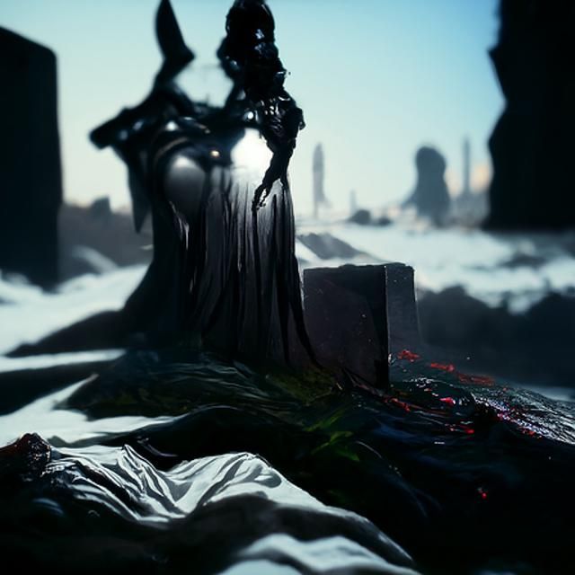 Dark Beauty Lays with Void in Synthwave Style