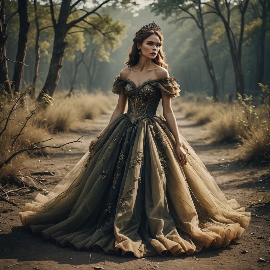 Russian Model in Tulle Dress on Catwalk