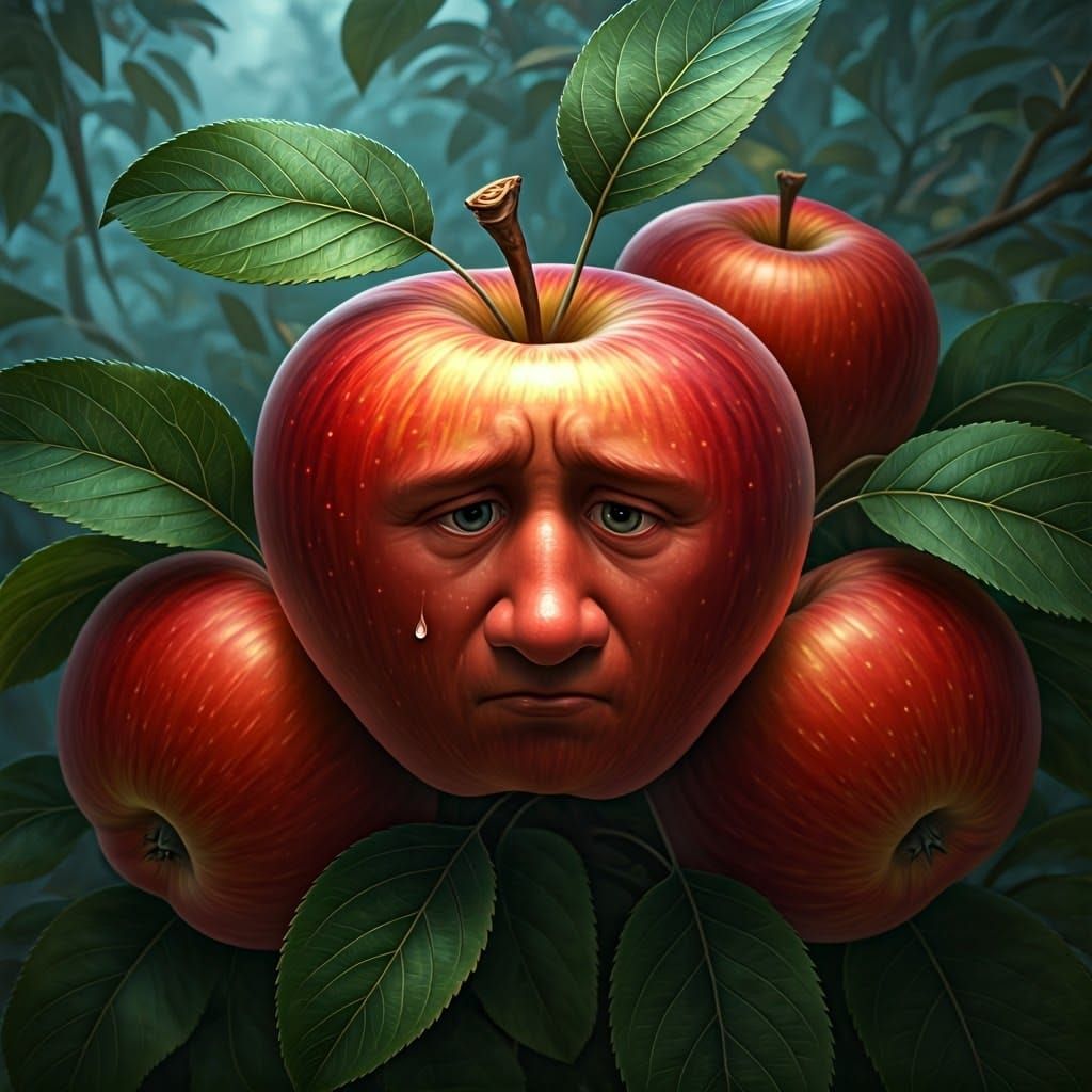 Sad Apple in Fantasy Concept Art Style