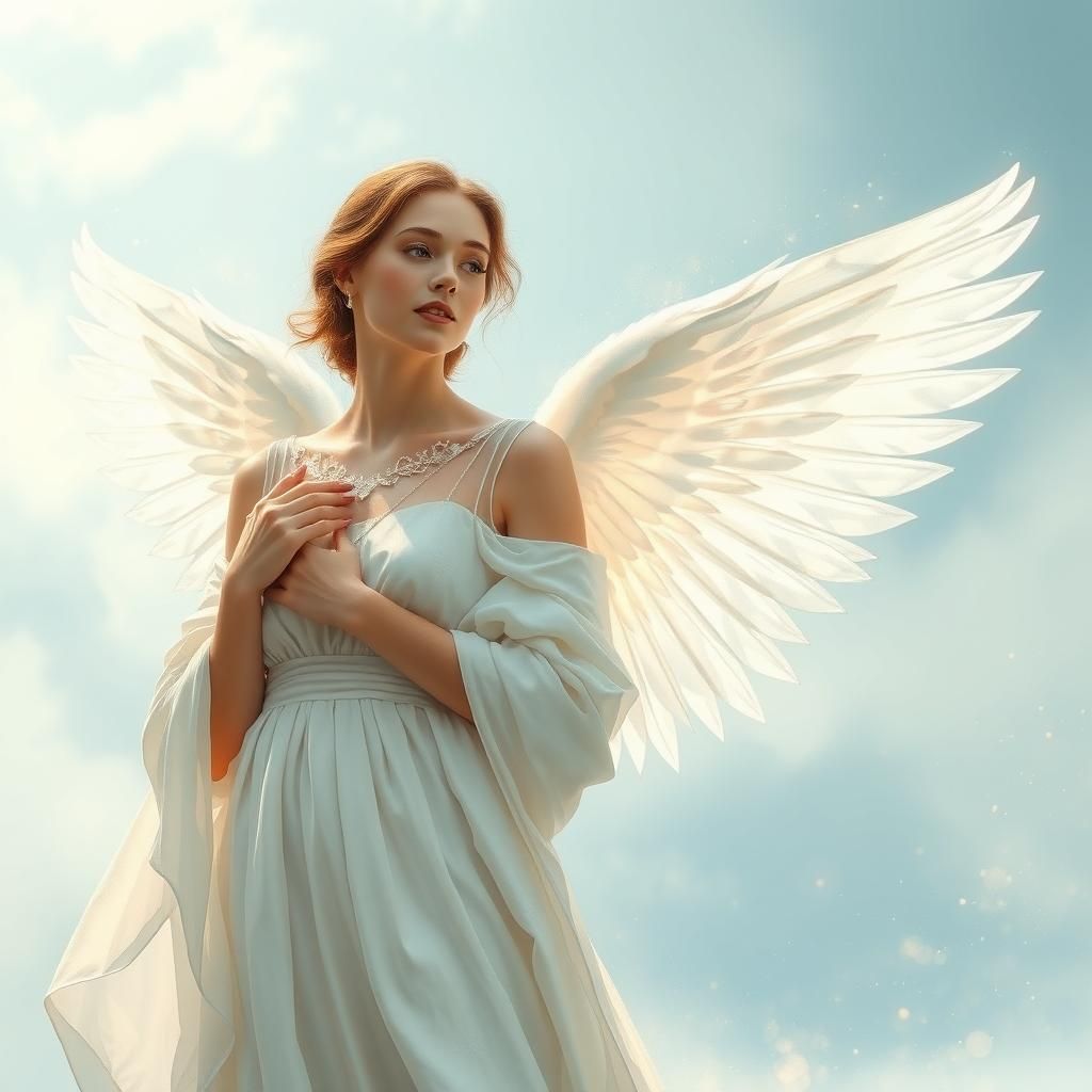 Ethereal Woman with Wings, Digital Art