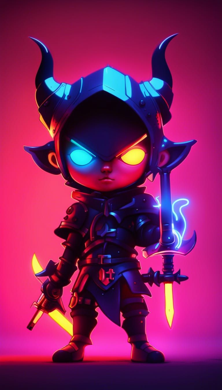 Medieval Devil Knight in Cyberpunk Style
