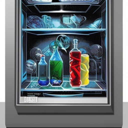 Crystal Refrigerator in Comic Book Art Style