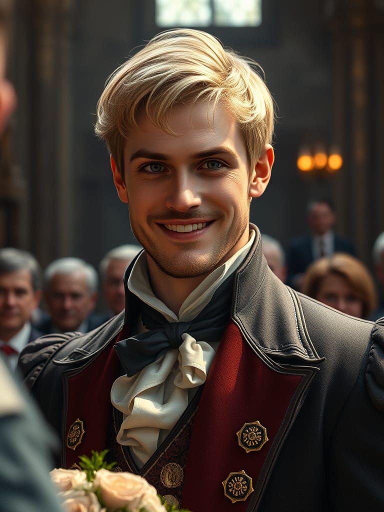Dashing Victorian Groom in Fantasy Wedding Attire