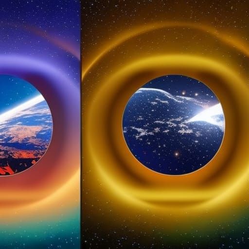 Flask Filled with Hubble Images in Pop Art Style