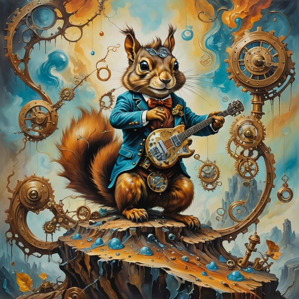 Steampunk Squirrel in Psychedelic Fantasy World