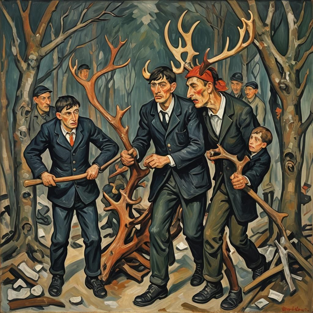 Antlered Figures: Expressionist Dismantling in Style of Sout...