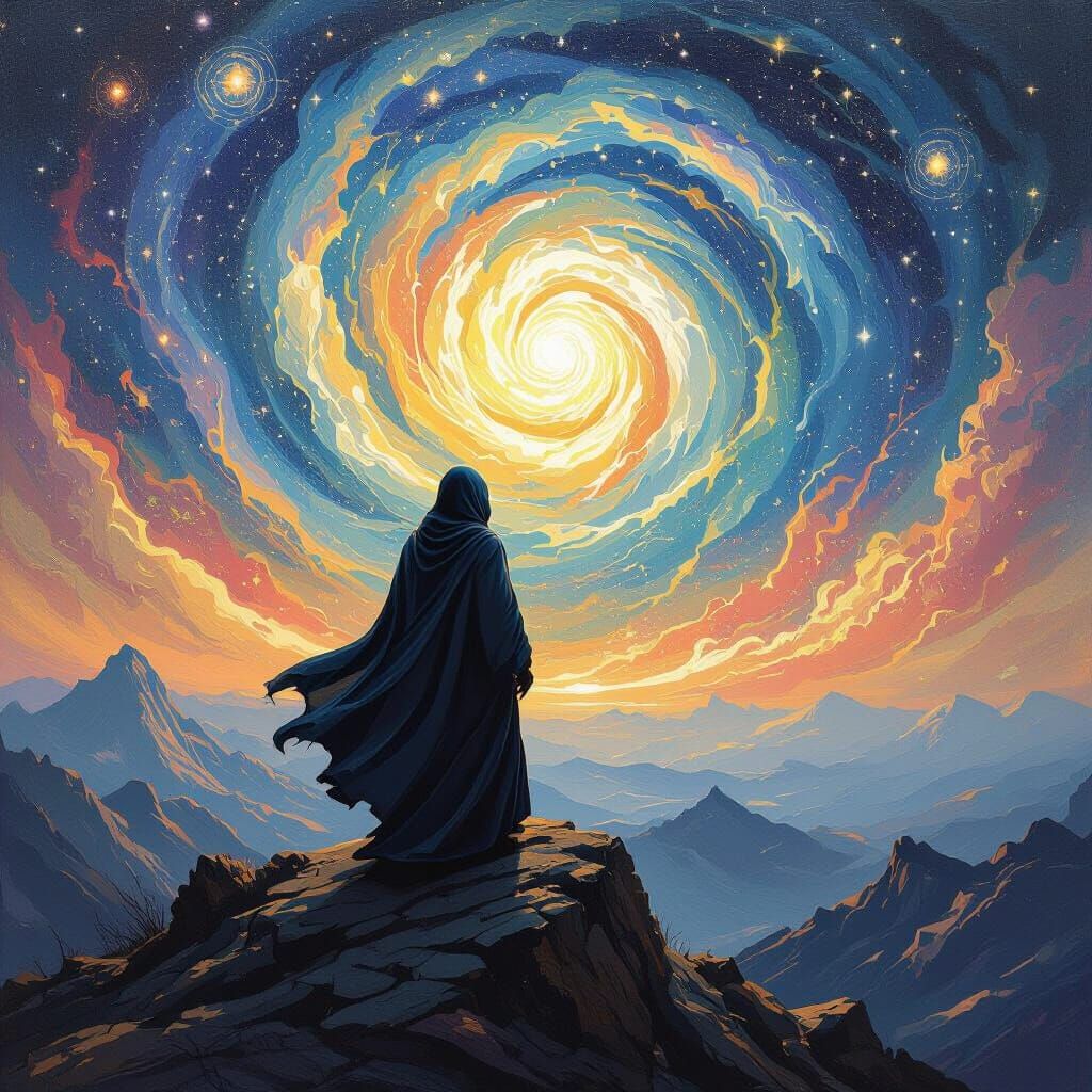 Celestial Canvas: A Cosmic Impressionism Scene