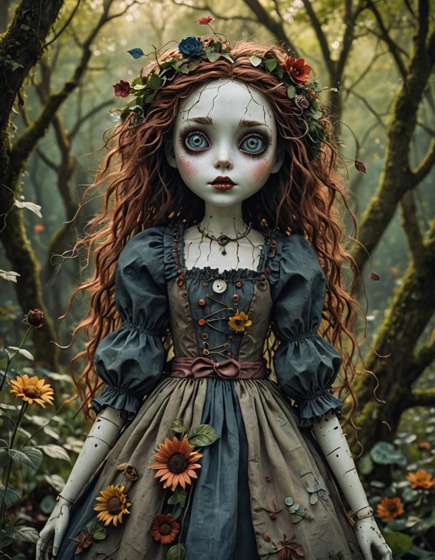 Rag Doll in Tim Burton Style, Whimsical Nature