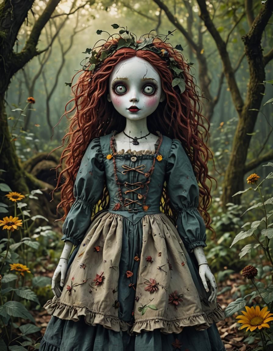 Whimsical Rag Doll in Tim Burton Style