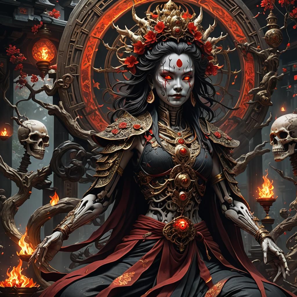 Terrifying Mara Demon in Hyperrealistic Dark Fantasy Art