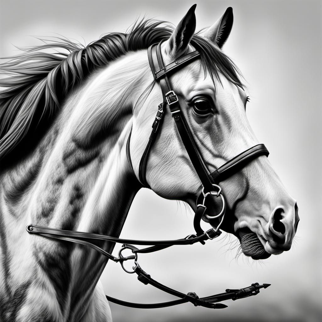 Striking Black and White Horse Portrait