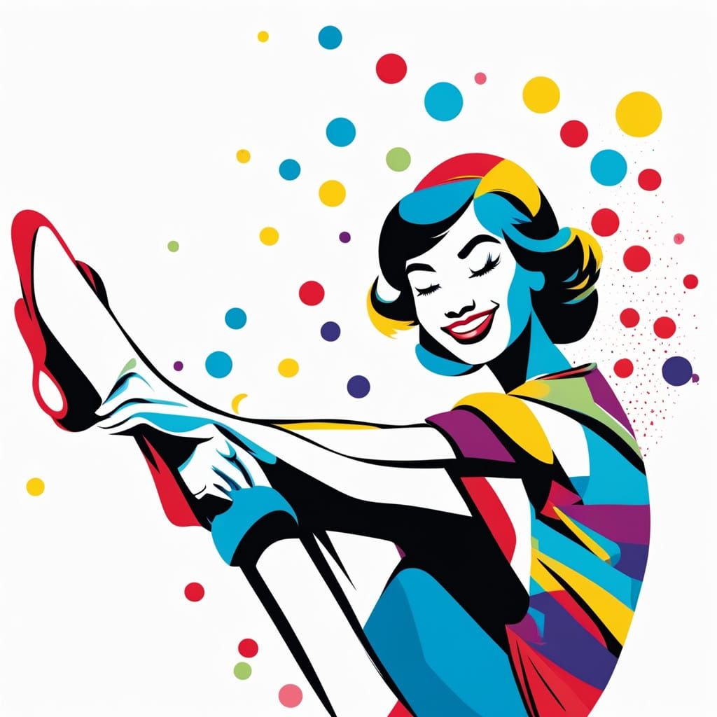 Colorful Comic-Style Cartoon of a Dancer in Repose