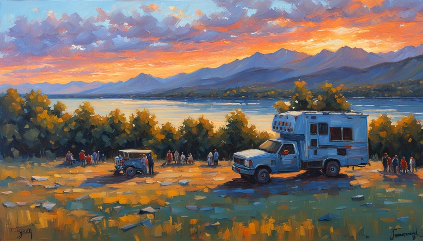 Golden Hour Oil Painting in Gurney Style