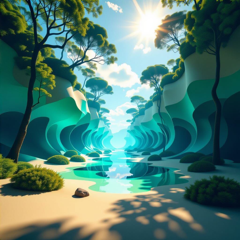 Distorted Astral Nature Scene with 3D Shading