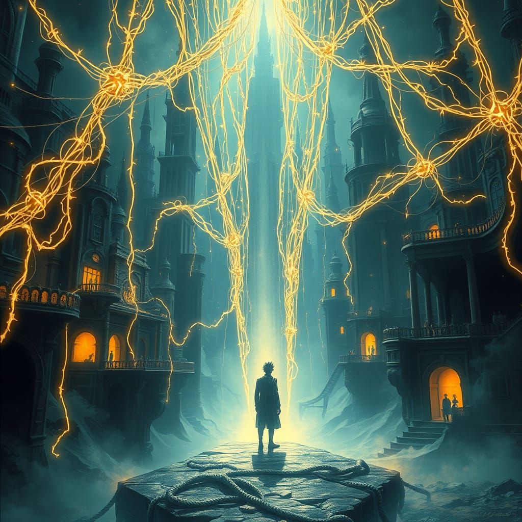 Surreal Dreamscape Awakening with Severed Strings