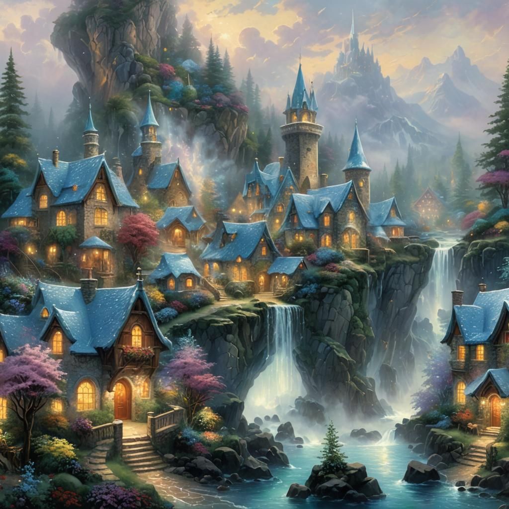 Ethereal Crystal Formation in Fantasy Landscape