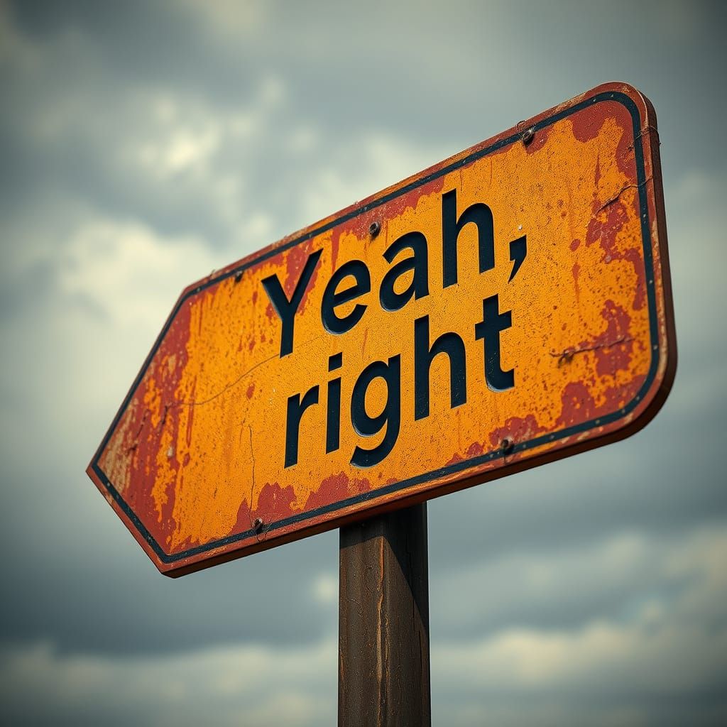 Hyperrealistic Road Sign Points to Yeah, Right