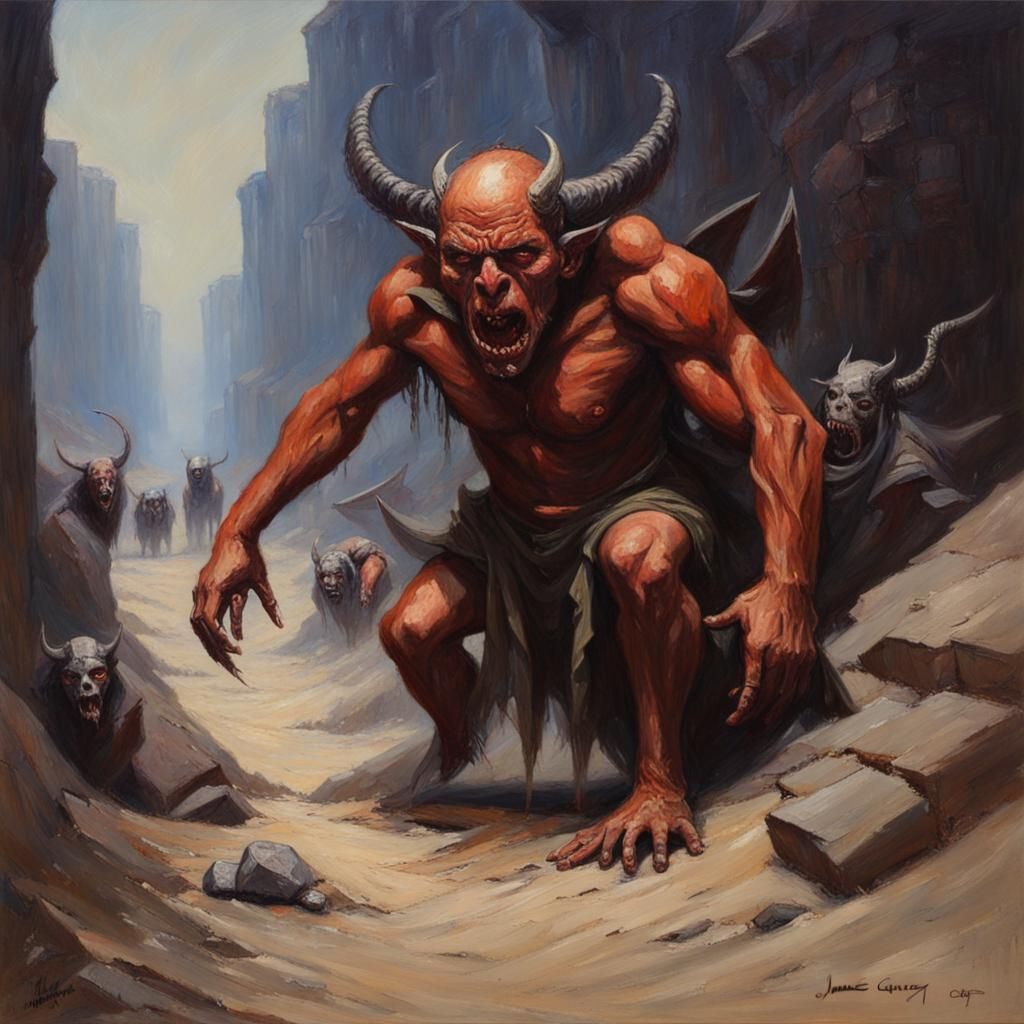 Demons in Many Guises: An Oil Painting