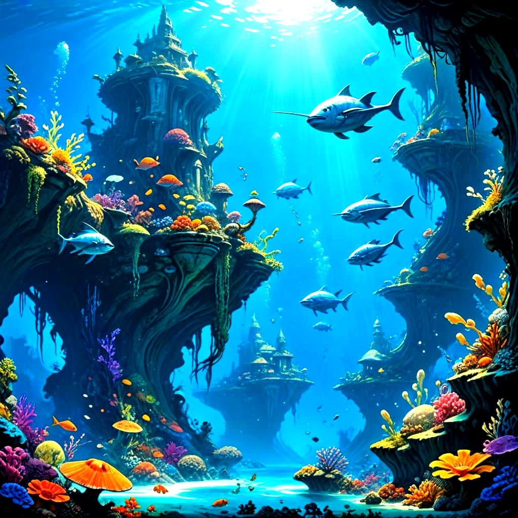 Underwater Cityscape Inspired by Roger Dean