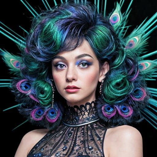 Vibrant Pop Art Poodle with Iridescent Peacock Hues