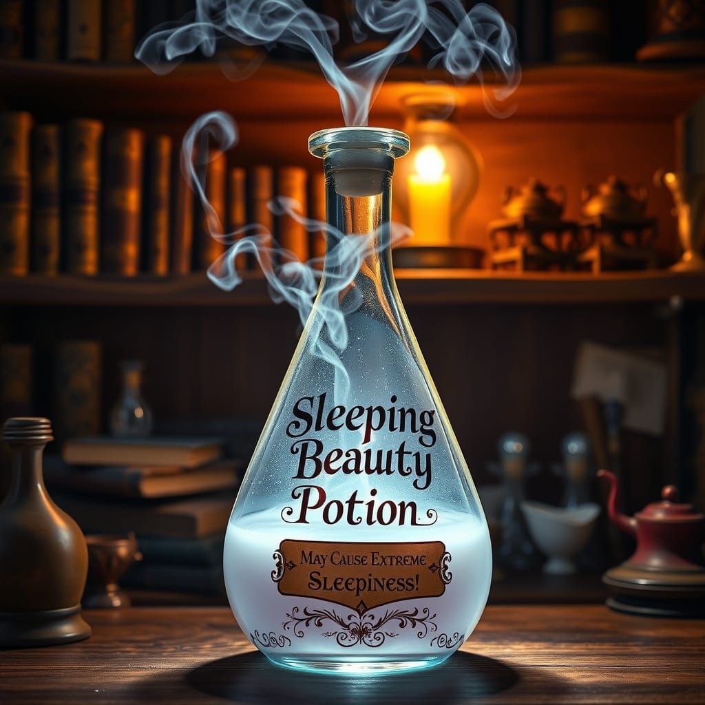Enchanted Sleeping Beauty Potion in Alchemist's Lab