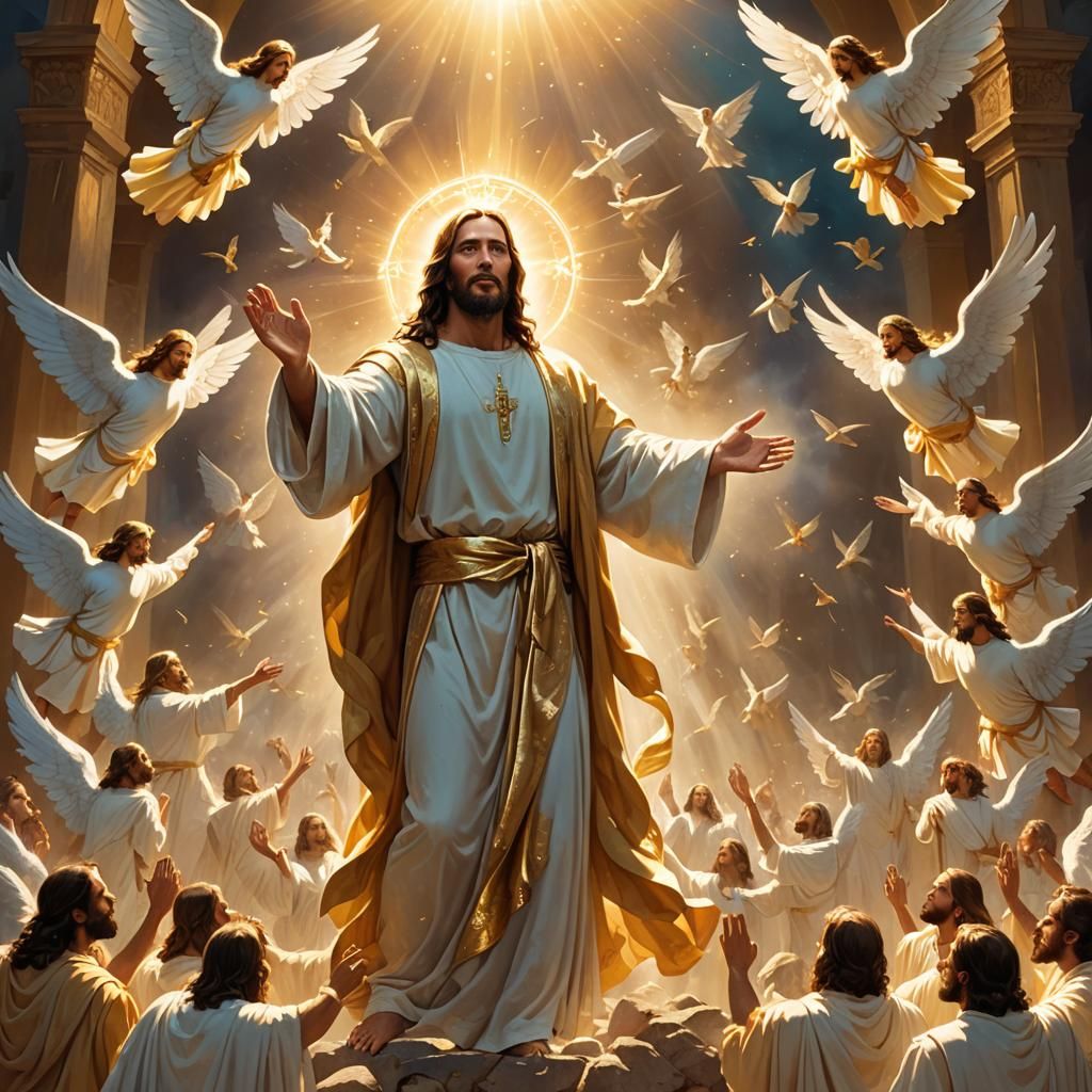 Jesus Christ Amidst Angels: Divine Concept Art